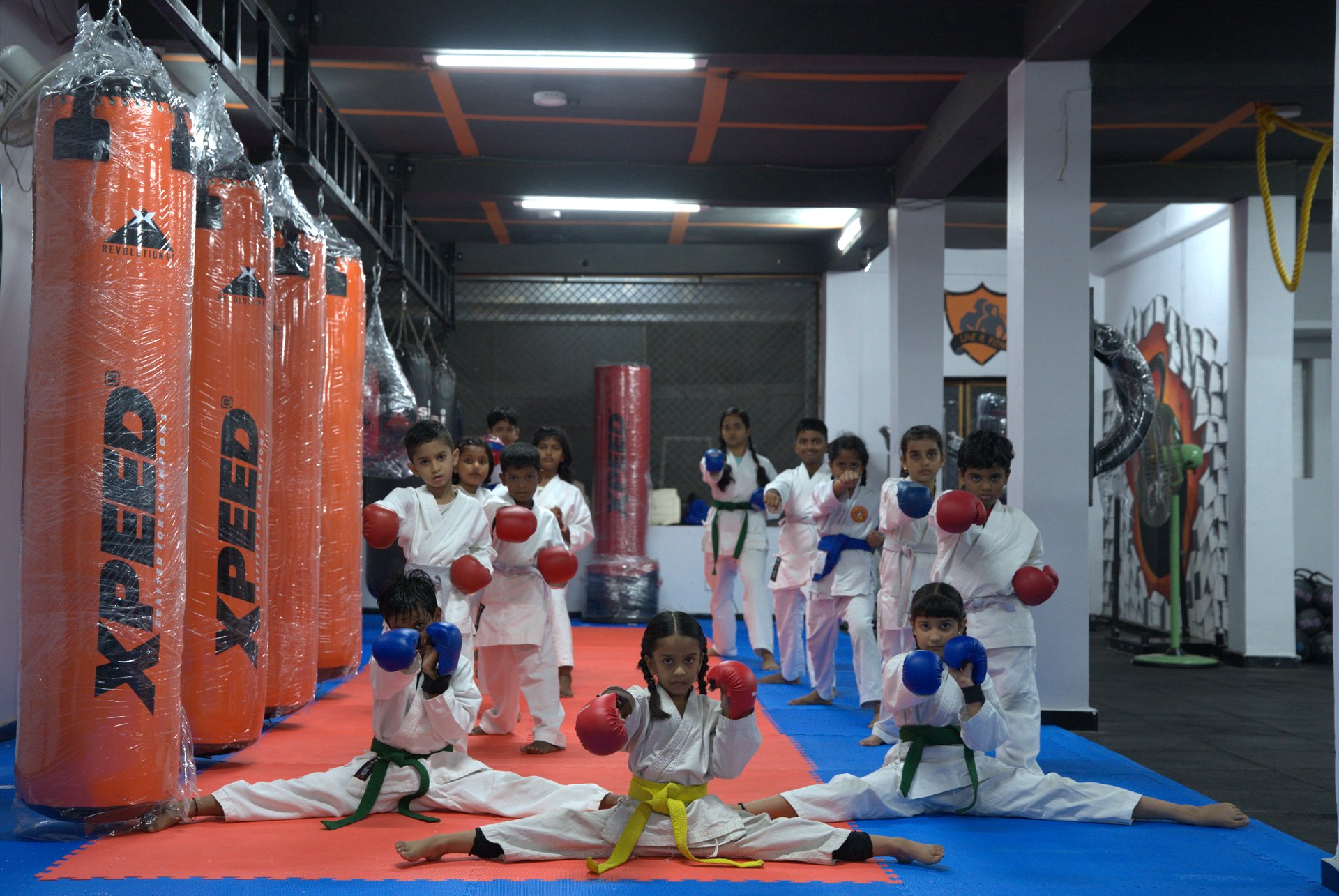 Kids in fight stance